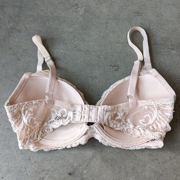 Natori Ivory Cream Lace Trim Feathers Underwire Contour Bra size 32D - Picture 7 of 7